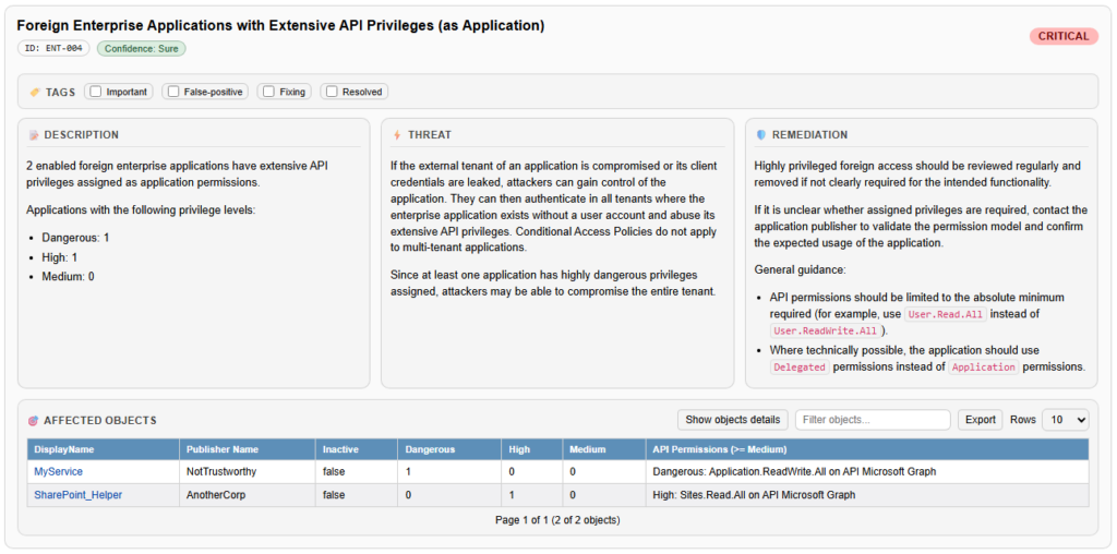 EntraFalcon security finding ENT-004