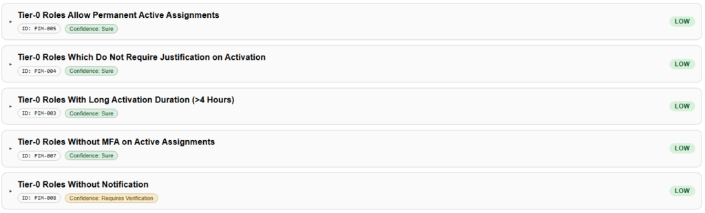 Screenshot showing additional PIM-related checks in EntraFalcon